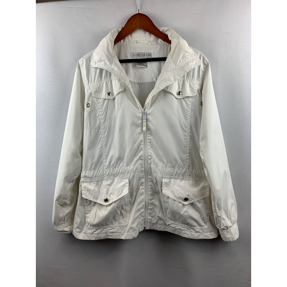 Women's Vintage Y2K Larry Levine White Wind Breaker Jacket Size XS